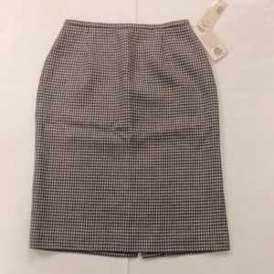 Rena Rowan for Saville 8 Skirt Houndstooth Light Pink Grey Zipper back split hem